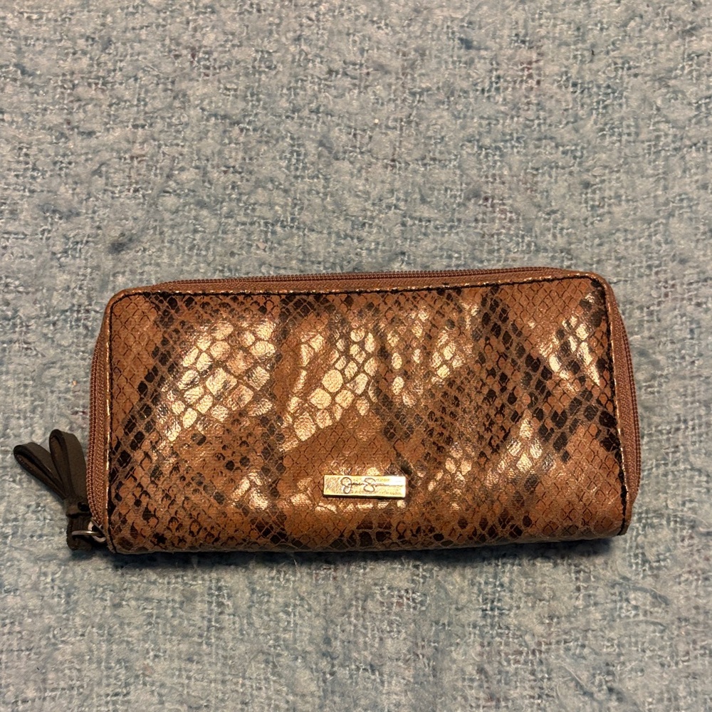 Jessica Simpson Shimmering Brown Snakeskin Wallet